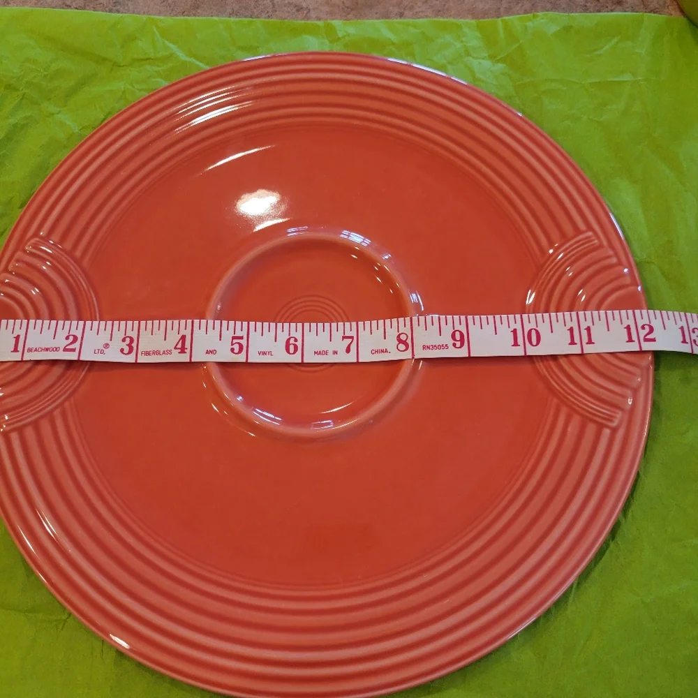 Fiesta Post 86 Hostess Tray ~ Chip & Dip Tray ~ Persimmon ~ Fiestaware ~ Retired